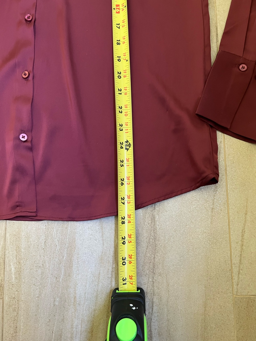 Satin Wine Button-Down Shirt - Picture 7 of 8